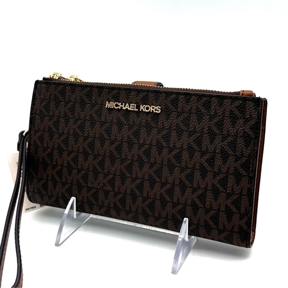 Michael Kors Large Double Zip Wallet Wristlet Brown (NWT) - Picture 1 of 8